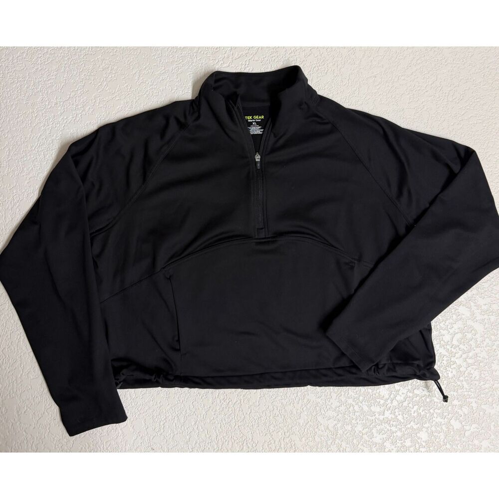 Tek Gear Warm Gear Women's XL Black Cropped Quarter Zip Pullover Athletic Top